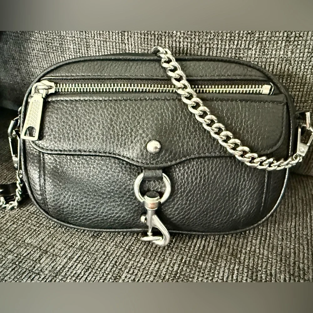 - Rebecca Minkoff Black Crossbody Bag with Silver Chain - Picture 2 of 7